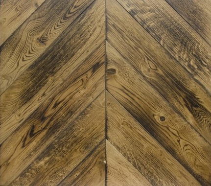 Oak chevron parquet engineered flooring. BLACK PORES.