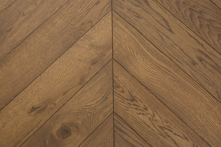 Engineered Oak Chevron Wood Flooring. CASTLE BROWN.