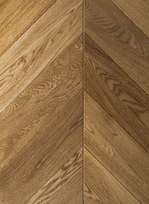 AMBER OAK - Wire brushed engineered wood chevron parquet floors